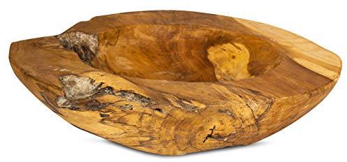 levandeo Schüssel Schale Teakholz 40cm Teak Massiv Holz Obstschale Holzschale Dekoschale Salatschüssel Tischdeko Holzdeko Unikat