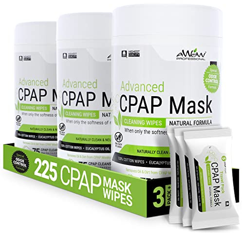 AWOW Professional CPAP Odor Control Formula, 75ct 3 Boxes + 15 Travel Wipes, 240 Wipes