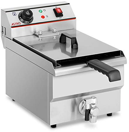 Astro Friteuse Professionnelle Électrique 10 L - 3200 W - Robinet de Vidange - Acier Inox