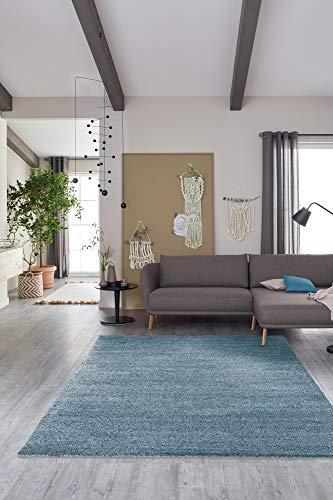 Schöner Wohnen Kollektion Pflegeleichter Wohnzimmer Teppich Pure — Antistatischer Flur und Kurzflorteppich (80x150cm, Türkis)
