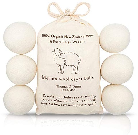 Handmade Merino Wool Dryer Balls Extra Quiet With Laundry Tips, Pack of 6 Reusable XL Tumble Dryer Balls, Organic Fabric Softener for Tumble Dryer, Dryer Balls Reduce Wrinkles & Drying Time