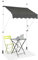 GOPLUS Klemmmarkise 150cm breit, Markise Balkon ohne Bohren, Markise mit Handkurbel, UV-beständig höhenverstellbar wasserabweisend, Sonnenschutz für Balkon Terrasse & Garten (Grau, 150cm)