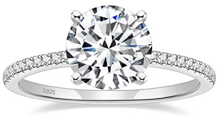 EAMTI Verlobungsring aus 925er Sterlingsilber, 1,25 Karat, runder Solitär, Zirkonia, Größe 3–13, Cubic Zirkonia, Zirkonia