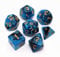 CREEBUY Polyedrisches Würfelset für Dungeon and Dragons, Rollenspiele, 7 Stück, Blau mit Schwarz