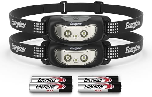 Energizer Universal+ LED Headlamp (2-Pack), Bright Head Lamp for Outdoors, Camping and Emergency Light, IPX4 Water Resistant (Batteries Included)