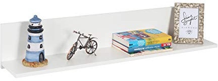 RICOO Wandregal 98 x 19 x 19 Weiß Matt, Spanplatte aus Holz, Hängereral WM052-WM, Regal Wand, Bücherregal Bilderregal Fotoregal Küchenregal Hängend Wandboard Regalbrett Schweberegal