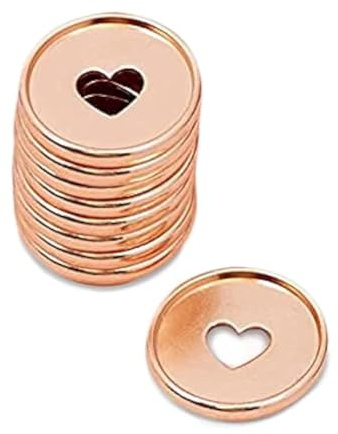 Craftelier - Anneaux en M en Métal avec Cœur Découpé pour Reliure des Agendas, Plannings, Carnets ou Albums de Scrapbooking et Artisanat | Lot de 9 Pièces de 35 mm Diamètre - Couleur Or Rose