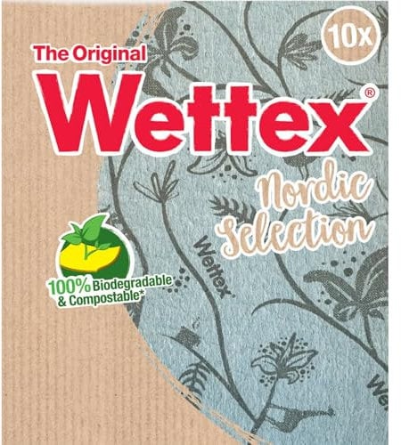 Wettex The Original Swedish - Strofinacci da cucina per cucina, confezione da 10 spugne super assorbenti, strofinacci di carta sostitutivi, edizione limitata moderna