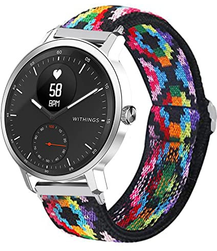 Lamshaw Kompatibel mit Withings ScanWatch Armband, Stretch-Elastik, Nylon, verstellbares Ersatzband, Hybrid-Smartwatch (bunt, Withings ScanWatch 38 mm)