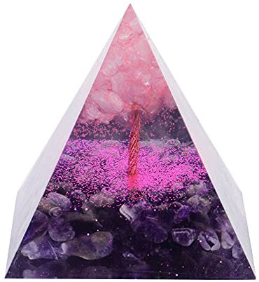 VNSTKWW Orgonite Pyramide Protection- Cristal Chakra Reiki Ornement de Vie d'arbre Symbolise la Percée de Carrière Bonheur Sécurité Santé Cadeau de Guérison Positive - 6cm