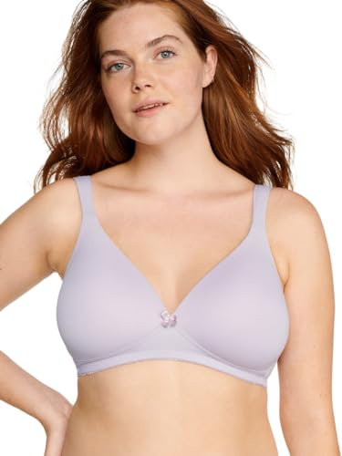 Naturana® Women's Wireless Bra [Cup A-D] | 100% Padded Straps | Wire-Free Bra with Seamless Cups | Women's Bra with Underbust Band 40 Blueberry Cream B