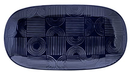 Maxwell & Williams DR0451 Platte rechteckig, 33 x 18 cm – Serie Arc – Indigoblau Keramik glatt in Geschenkbox