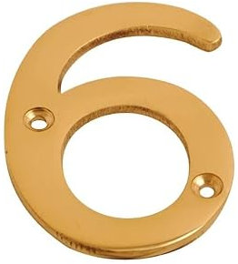 Brass Door Numbers Screw On 3 Inch Door Number Elegant and Bold Door Numerals Suitable for All Door Types Including Wooden uPVC and Composite Number 6.