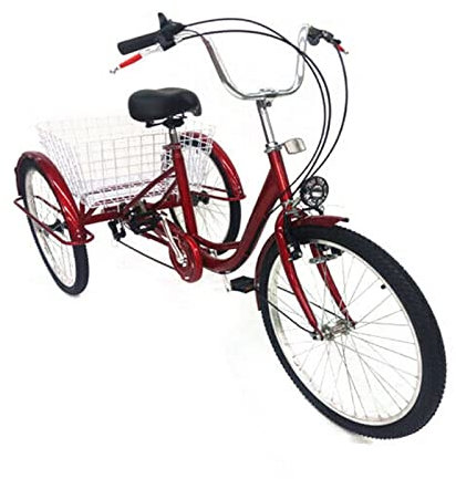 24 Zoll Dreirad für Erwachsene 6 Gänge Erwachsenendreirad 3 Räder Fahrräder für Senioren V Bremse Adult Tricycle