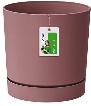 Prosperplast Blumentop Pflanzkübel - 17,5 x Ø 18 cm - Blumenkübel mit Untersetzer Rund Tubo P 3,2l, Marsala, DPOP180