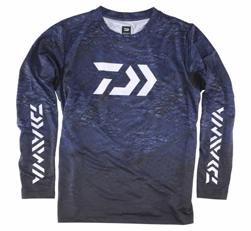 DAIWA Fishing Atmungsaktives Sonnenschutz-T-Shirt mit hoher Leistung, langärmelig, D-VEC, Marineblau, Navy
