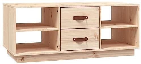vidaXL Coffee Table - Solid Wood Pine - Multipurpose Home Furniture - Large Storage, Drawers, Shelves - Brown Wood - Living Room/Bedroom Decor