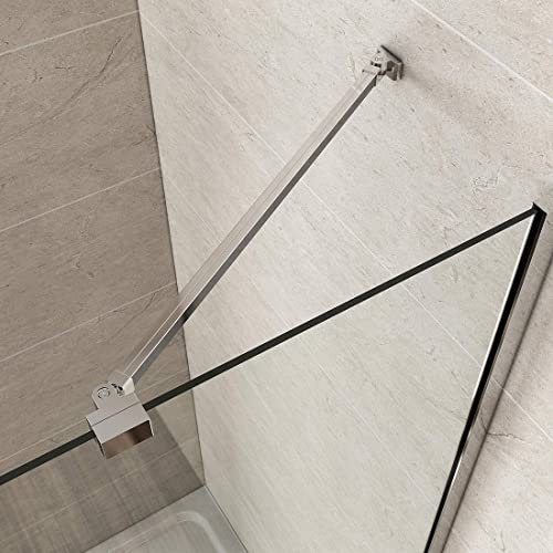 Heilmetz Stabilisierungsstange Dusche Haltestange für Duschwand Stabilisator mit Flexibel 180° Drehbar für Glasstärke 6-8 mm,Halterung Duschabtrennung Edelstahl Chrom (Gesamtlänge 500mm,2 Pack)
