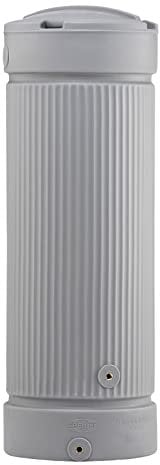 Regentonne grau Säule Athen 500 Liter aus UV- und witterungsbeständigem Material. Frostsichere Regenwassertonne BZW. Regenfass Regenwassertank mit hochwertigen Messinganschlüssen