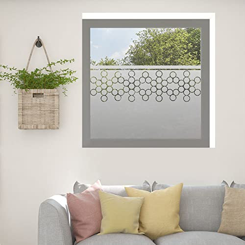 Kiwistar UG Glasdekorfolie - 110 cm lang - Kreis Muster Fensterfolie Sichtschutzfolie Milchglas selbstklebend für Bad Dusche Badfenster Blickdicht Büro Terasse Klebefolie