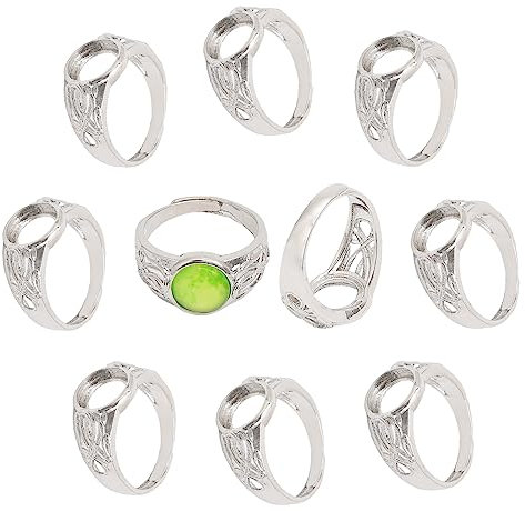 CHGCRAFT 10 pezzi regolabile in ottone vuoto anello impostazioni platino piatto rotondo pad anello base Blank impostazioni per anelli gioielli accessori