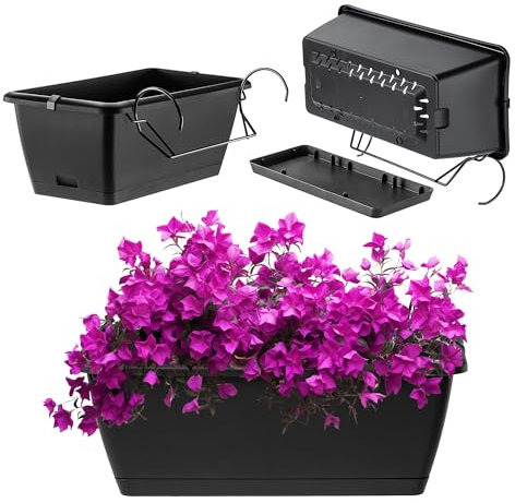 KADAX Fioriera in 2 misure e 4 varianti di colore, fioriera da balcone in plastica, resistente, per terrazza e davanzale (40 cm, antracite)