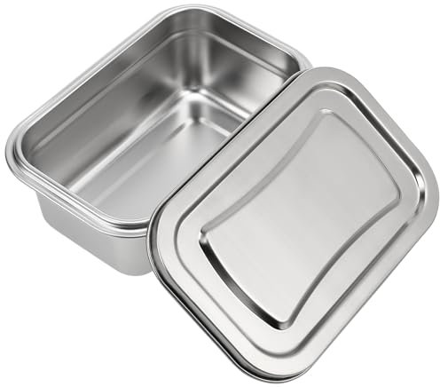 Metal Snack Container Ice Cream Container Stainless Steel Keeper with Lid Reusable Storage Tubs Refrigerator Storage Box for Sorbet Yogurt Gelato Reusable Ice Cream Tub