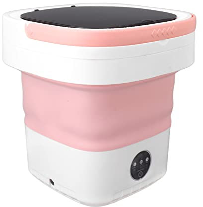 ZJchao Tragbare 7,5-Liter-Waschmaschine, Faltbare Mini-Waschmaschine und Wäscheschleuder für Camping, Wohnmobil, Reisen, Kleine Räume (Rosa)