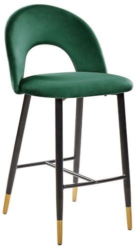 Beliani Barstuhl 2er Set Samt grün mit Metallbeinen schwarz/Gold Falton