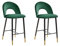 Ensemble de 2 Chaises de Bar Rétro en Velours Vert Émeraude Pieds en Acier Noir Détails Dorés Falton