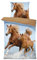 one-home Bettwäsche 135x200 cm Mikrofaser Bettbezug Kinderbettwäsche Fotodruck modern weich und kuschelig für Sommer und Winter geeignet, Farbe:Pferde blau braun, Größe:4 teilig 135x200 cm