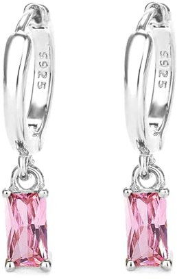 Ohrringe Silber 925 Creolen Mit Rosa Zirkon Tropfen, Creolen Silber 925 klein Für Frauen Tropfen Oohrringe Hypoallergener Schmuck Für Männer 2PCS