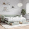 DJEKA Tagesbett Ausziehbar 90x200 cm mit Schubladen Jugendbett 90x200 cm Bett Mit Ausziehbett Hellgrau-16 Tagesbett 90x200 Ausziehbar Tagesbett aus Holz Tagesbettgestell Sofabett Schlafsofa Samt