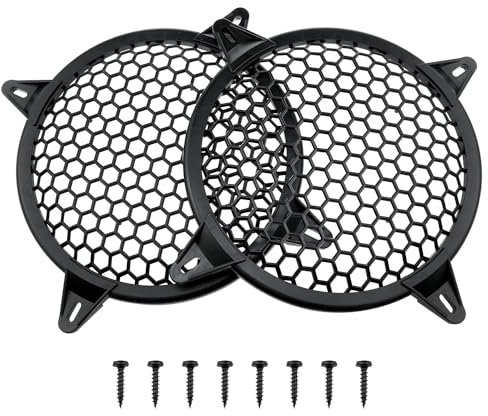 Lovelysp Lot de 2 cache-haut-parleurs en maille métallique avec vis de montage Noir 15,2 cm