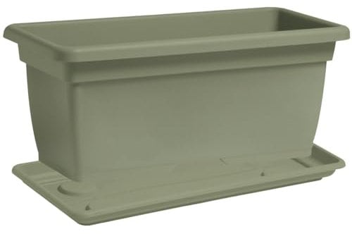 eacommerce Vaso + Sottovaso Rettangolare in Plastica PPL Colore Terracotta Cassetta Mega Per interni ed esterni (100x45x40H cm, Verde Rosmarino)