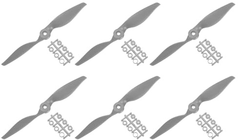 QUARKZMAN 6 Stück Propeller RC Propeller 2-Flügelige Blätter 8x6 Zoll Grau | Mit Adapterringen, Für RC Flugzeug Flugzeug Prop Ersatz