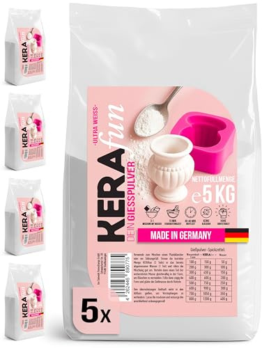 KERAfun Reliefgießpulver - 25 kg (5 x 5 kg) - weiß - Gießmasse als Keramikpulver