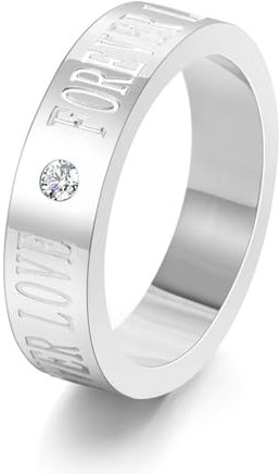 Herren Ringe Titan, Ring Men Silber Liebe für Immer Zircon Ring Ringe für Herren Männer Größe 65 (20.7)