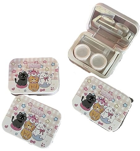 Entzückender Cartoon-Augenlinsenbehälter, kompaktes Reise-Set für Mädchen, stilvoller Aufbewahrungsbehälter für Schüler, einfarbig, a1