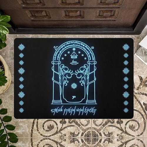 MIAOMANSENSTORE Fußmatte innen außen fussmatte Speak Friend and Enter Basis-Fußmatte, Rings Polyester-Fußmatte, Speak Friends Enter-Fußmatte, Heimdekoration, Außen- und Innen-Fußmatte Deko Wohnzimmer