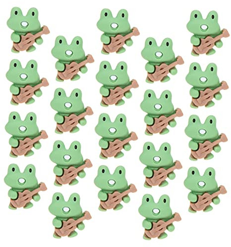 TOGEVAL Karton Reißzwecken 20 Stück Grün Kawaii Gitarre Frosch Design Harz Metall Pinnnadeln Multifunktional Für Pinnwand Büro Haushalt