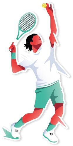 Cadox - Tennis Sticker Herren - Sport Aufkleber - vorgestanzter Aufkleber auf weißem Vinyl - UV- und waschbeständig - für Telefon, Laptop, Hefte, Fenster - 95 x 125 mm
