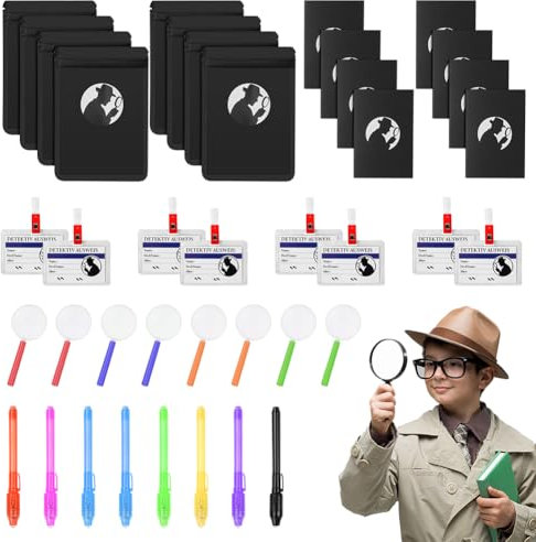 OSDUE Kits de détective espionnage pour Enfants, 56pcs Set d'explorateur avec Stylo Secret Carnet de Notes pour Anniversaire d'enfant Jeu de Rôle Cadeaux d'anniversaire pour Enfants