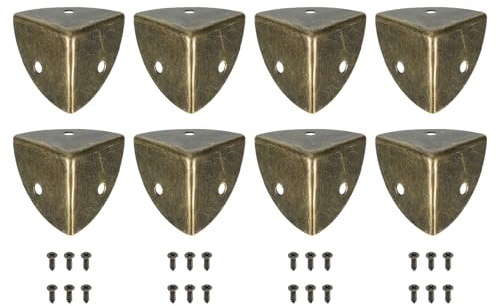 QUARKZMAN 8 Pièces Coins Décoratifs pour Boîtes, 28mm Protecteur d'angle en Métal, Protections d'Angles de Meubles avec Vis, Coins Anti-Poussière d'Escalier Vintage, Bronze