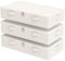 ENUMAIL Underbed Storage Boxes, Foldable Under Bed Drawer, Fabric Closet Container with Lid for Organizing Clothes, Sheets, Blankets, Comforter, 80x40x15cm, Beige, 3 Pack