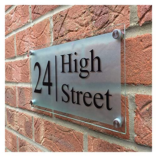GBZIJIE Hausnummernschild,Hausnummer Customized/Personalisieren Modernes Plexiglas Haus Schilder Türschilder Plaketten mit mattiertem Film(14cm X 10cm)