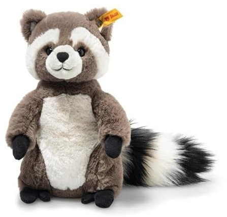 Steiff Pedro Waschbär 23cm braun/Weiss, Kuscheltier Waschbär, weiches Schmusetier, aus kuschelweichem Plüsch, Stofftier für Mädchen und Jungen, waschmaschinenfest
