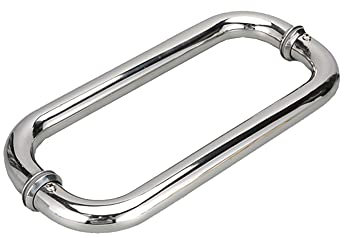 Glastürgriff Zum Drücken Und Ziehen, Duschtürgriff-Sets Aus Edelstahl Sus304, Poliertes Chrom-Finish, Badezimmertürgriff Für Glastüren/Chrome/400Mm