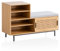 KADIMA DESIGN Schuhbank mit Sitzfläche 120x75,5x40 cm Garderobenbank Eiche-Dekor | Sitzbank Rattan Klein Gepolstert | Bank Schmal Flur mit Stauraum | Flurbank Wiener Geflecht |