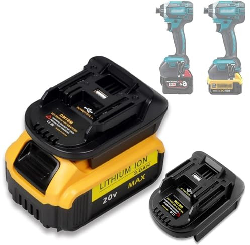 DM18M for Dewalt & Milwauke to for Makita Battery Adapter (Converter for Dewalt 20V & for Milwaukee M18 Battery to for Makita 18V Power Tools)